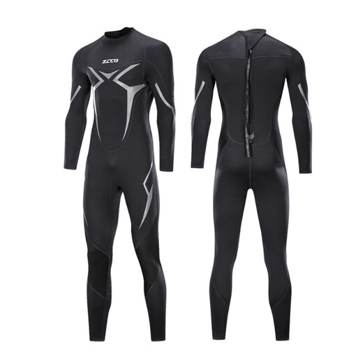 ZCCO 3mm men's and women's swimwear, wetsuit, snorkeling and cold-proof clothing, men/3mm black and gray 2-one-piece back zipper, short-sleeved shorts S