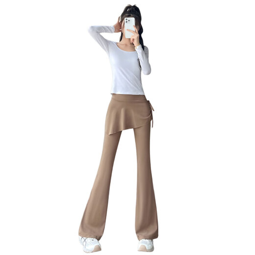 Aimengniao yoga clothing suit for women 2025 new high-end Pilates training dance body suit sports top and flared pants two-piece set graphite gray + star black M