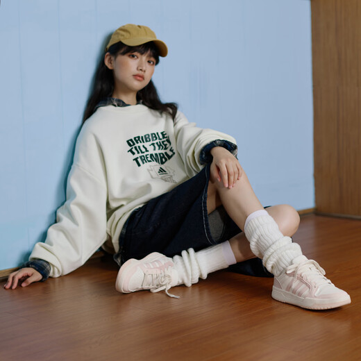 Adidas ENTRAP American campus style sports sneakers boyish retro basketball shoes for men and women Adidas white/pink 42.5