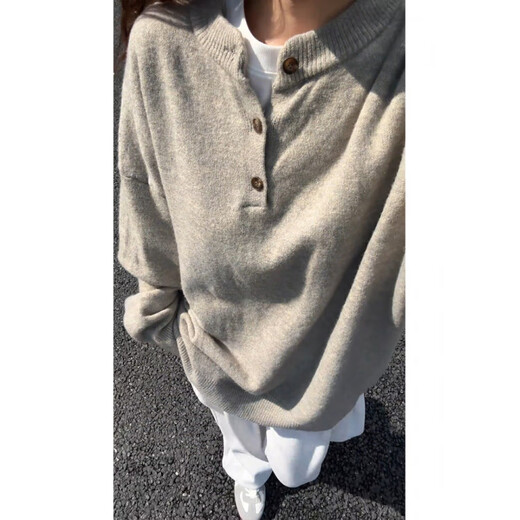 XUANSENTU American retro Henry collar sweater men's winter cleanfit bottoming sweater lazy style couple inner sweater