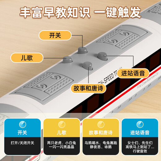 Electric inertia high-speed rail train toy Fuxinghao boy car boy educational baby train model gift battery version two-way inertia high-speed rail train built-in children's songs early education knowledge