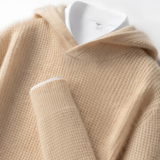 鄂尔多斯市产秋冬新款纯山羊绒衫男士连帽毛衣宽松加厚针织打底衫 旗舰1980 橄榄绿 2XL