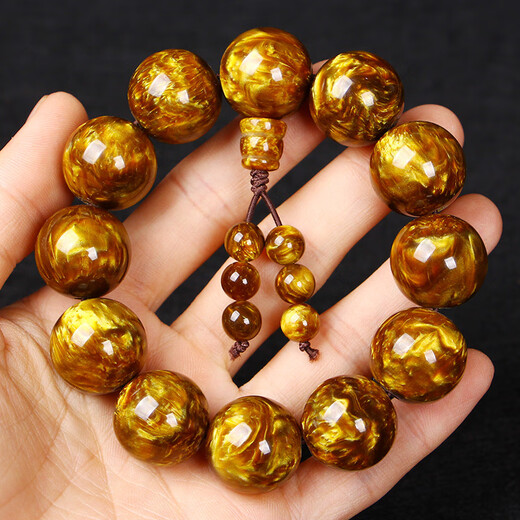 Jingruo Natural Coral Bracelet Gold Silk Sea Willow Bracelet Men's Buddha Beads Black Collection Grade Blood Willow 108 Wenwan Couple Style 0 2.0x12 Round Beads Style