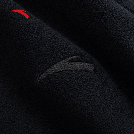 ANTA Fire Shell丨Polar Fleece Jacket Men's 2025 Autumn and Winter New Mountaineering Sports Jacket Jacket Liner Stand Collar Basic Black-3 XL