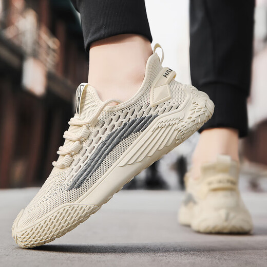 
L OR FS men's shoes summer breathable 2025 new flying thin mesh shoes men's mesh casual sports odorproof work trendy shoes 9893 beige 20 39