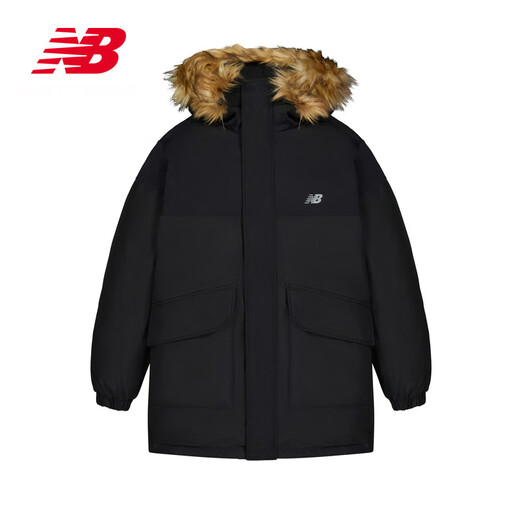 NEW BALANCE25 years men's casual, comfortable, versatile, warm sports fur collar down jacket AMJ53371 BK XL
