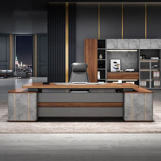 Boss desk light luxury executive desk office president desk manager desk simple modern office desk and chair combination 2.2 meters boss table left side cabinet