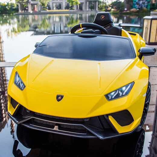 Cool Sun Lambo yellow children's remote control car can sit on baby electric car children's car can drive four-wheel drive