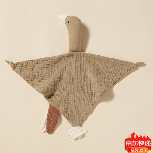 Jingmengyuan crumpled cloth comfort napkin baby can bite the doll sleep baby to sleep pure cotton gauze little swan hand puppet green cherry (goose) 1 pack