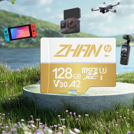 HP (HP) 128GTF card is suitable for DJI pocket3 action4,5 shadow stone gopro professional action camera drone MicroSD memory card memory card U3A2V30