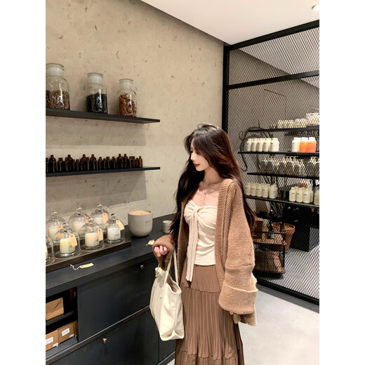 Sweet Peach Yikett Soft Desire Tiancai Two-color Knitted Tank Top Wear Inside and Out with Women's Tube Top <Lust Tiancai> Oatmeal Color Tank Top_Breast Pad S