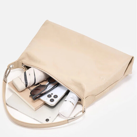 Geshiman high-end fashion bag 2025 new top-layer vegetable tanned leather casual hobo women's bag large capacity single-shoulder tote bag [gift box] Mixing 7296