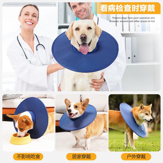 LOVINGPET (LOVINGPET) Elizabethan collar for dogs, anti-licking collar, large dog Elizabethan collar, deepened dog Elizabethan collar, dark blue L, diameter 44cm, neck circumference 50cm