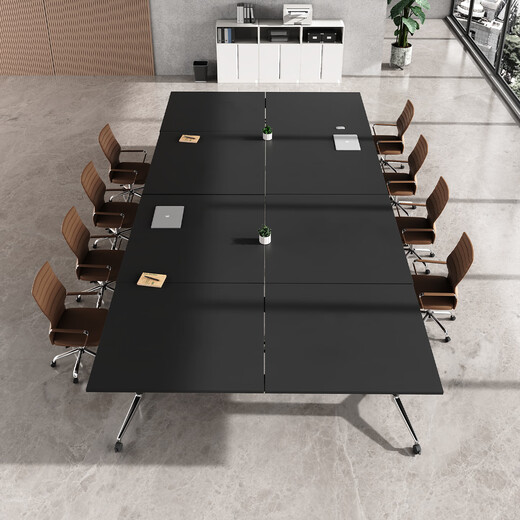 迈亚家具折叠会议桌可移动长条桌移动拼接折叠桌多功能大书桌培训桌包送装 1.6*0.8米 商务黑【无插排】包安装