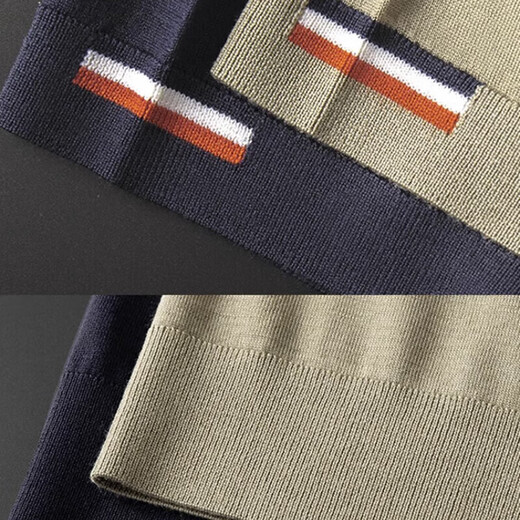 XJSGS high-end brand men's short-sleeved cardigan international luxury worsted knitted sweater autumn and winter men's inner layering shirt high-end bright brown spot XL