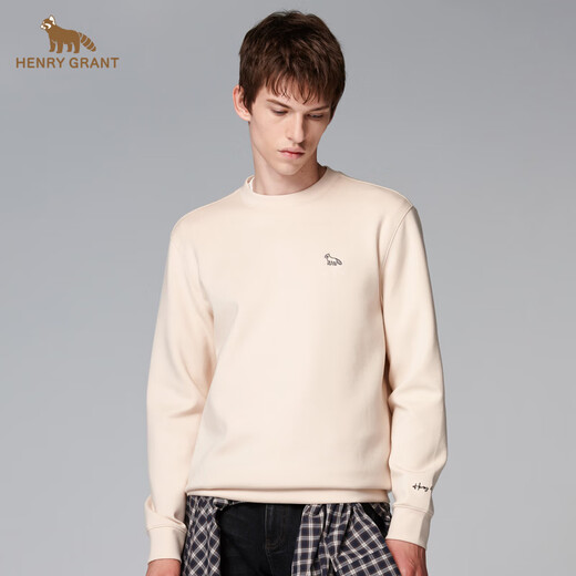 HENRY GRANT Henry Grant comfortable round neck autumn standard printed men's sweatshirt bottoming shirt regular winter long sleeve light apricot color one size 46 (170/92A)