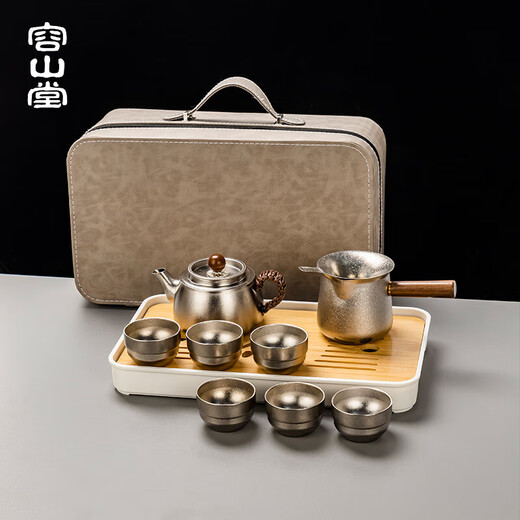 Jiaqi pure titanium tea set complete set outdoor teapot tea making set office gift portable tea set complete set tea making set