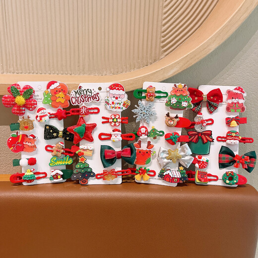 Christmas Headdress Christmas Hair Clip 2025 New Children's Antler Hair Clip Holiday Performance Hair Accessory Girls Clip TS484-03 Christmas Snowman 10-piece Set
