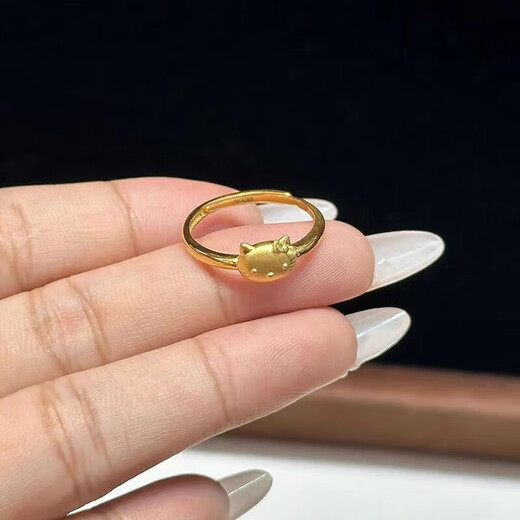 Fat Donglai's first choice for gift giving gold hello kitty ring for women new 999 pure gold hello kitty ring live 1.65g