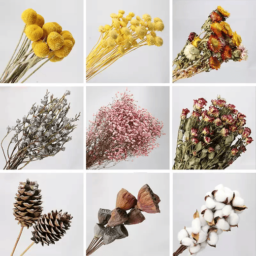 Dried flower bouquets, immortal flowers, diy flower materials, living room home flower arrangements, wheat ears, roses, gypsophila, eucalyptus leaves, mango leaves