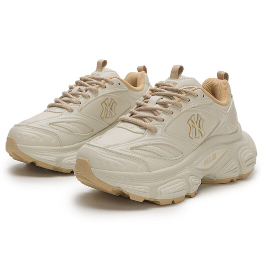 MLB Official Men's and Women's Shoes Sports Mesh Heightened Running Shoes 25 Winter New Casual Shoes 3ASHW005N New York Yankees/Cream 37.5 (235mm)