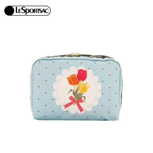 La nueva serie moderna de Lesportsac de modernas regalos de almacenamiento de la bolsa de maquillaje de gran capacidad para niñas tulipanes de lunares
