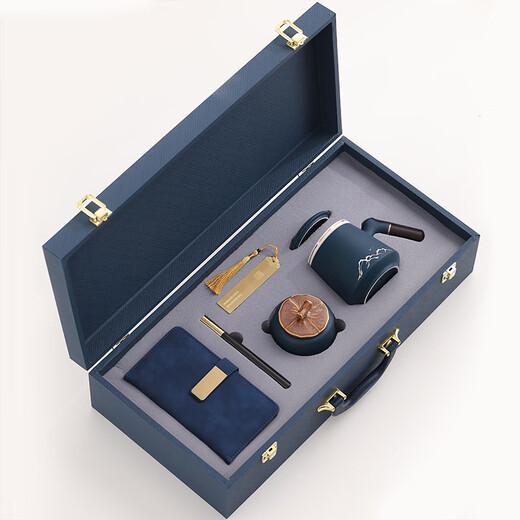 GPHF Japan Company Anniversary Annual Meeting Business Gifts Customized and Practical Souvenirs for Employees and Customers High-end Souvenirs Office Cup Notebook 5-piece Set-Blue