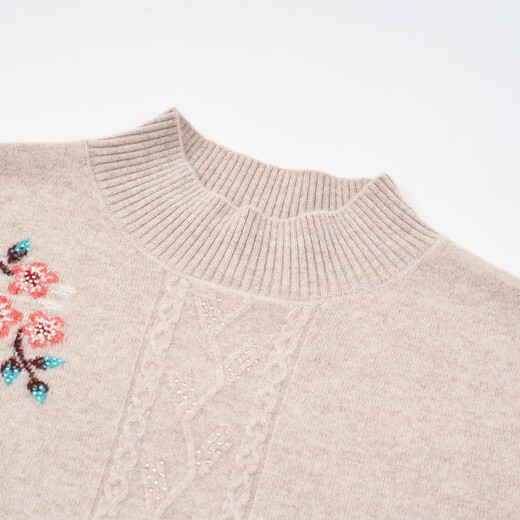 Jintu high-end 100% pure wool sweater for middle-aged and elderly women in autumn and winter, fashionable mother's wear, warm and thickened bottoming sweater, camel color, 100% pure wool, 2XL, recommended 120-135 Jin Jin is equal to 0.5 kg