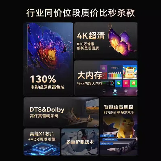 Konka Yunshang has sold 100,000+ 2025 new ultra-high-definition smart network wifi voice TV ultra-thin LCD projection screen living room eye protection elderly children home display 75LED* smart voice version 125*74 cm nationwide joint warranty + SF Express + ten years of free replacement