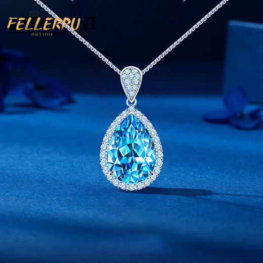 Felop Necklace Women's Topaz Silver Gemstone Pendant Brilliant Anniversary Birthday Birthday Valentine's Day Gift for Girlfriend and Wife 3 Carat Topaz Pendant