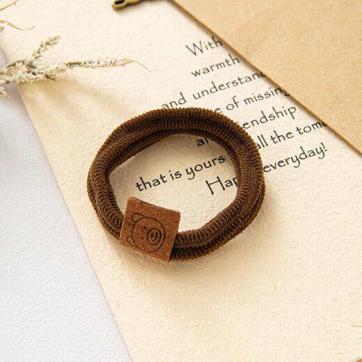 Fashionable cute little bear headband high elastic rubber band women's hair tie new style hair tie durable ball headband leather case mixed color 5 pieces