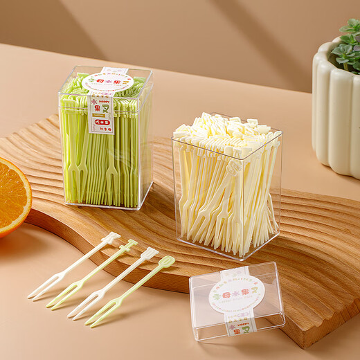 Home KATEI STORY Japanese disposable fruit fork set fruit pick children's food grade plastic double fork eating cake dessert small fork