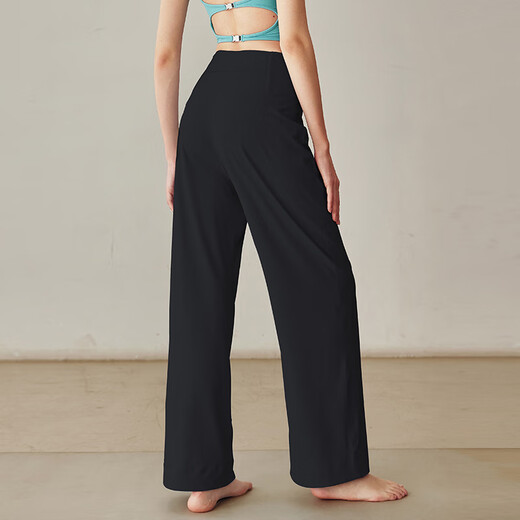 LULU CENTURY Loose Straight Yoga Pants Women's High Waist Slimming Sports Pants Flare Pants Professional Pilates Fitness Pants Wild Rose L