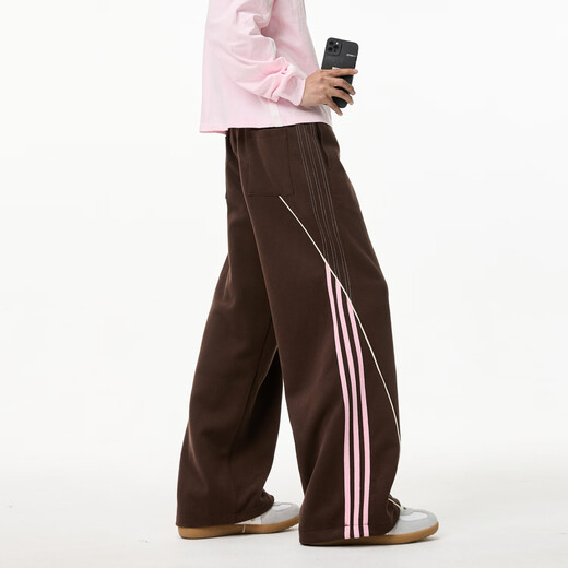 Poke American deconstructed side striped scimitar sweatpants men's spring and autumn large size sports pants loose spliced straight wide-leg pants navy blue M recommended 95-110Jin Jin equals 0.5 kg