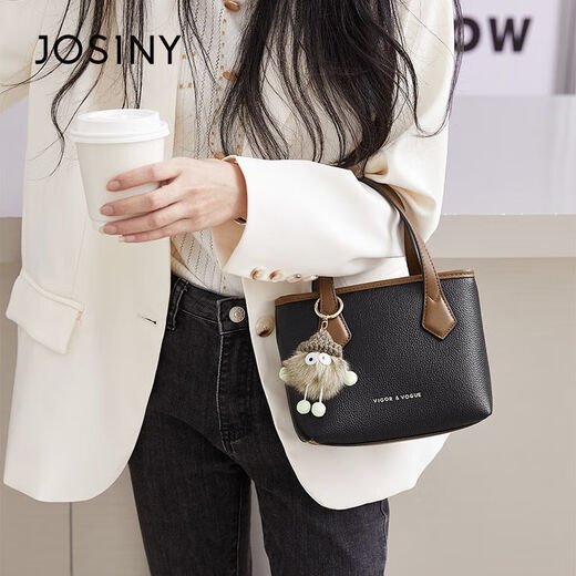 JOSINY high-end light luxury popular bucket bag new versatile fashion shoulder crossbody bag handheld small bag women's bag black