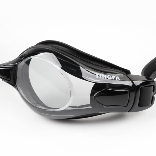 YINGFA swimming goggles HD anti-fog waterproof comfortable training flat large frame eye protection men and women swimming goggles black classic middle frame-pure black