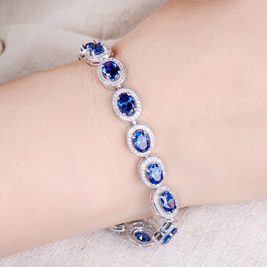 Taifeige sapphire bracelet for women s925 sterling silver new style versatile pavé blue zircon tanzanite crystal bracelet 925 sterling silver bracelet 17-20 cm adjustable