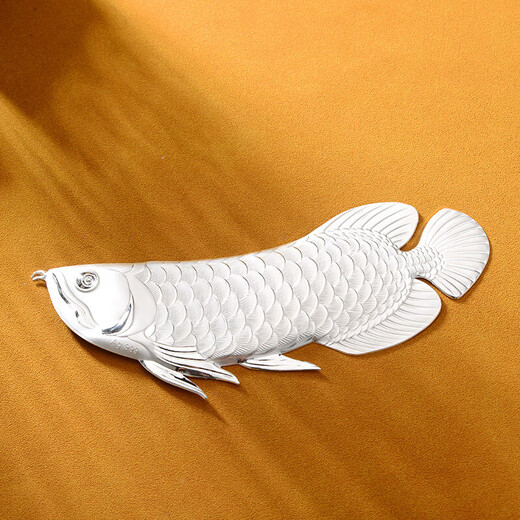 Silverbait 999 pure silver arowana silver ornaments such as fish, water tea, pet tea ornaments, arowana, arowana, silver weight about 10 grams