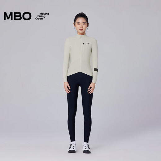 MBO New Color LightWarm Women's Autumn and Winter Light and Warm All-Match Fleece Cycling Jersey C171 Moon White M