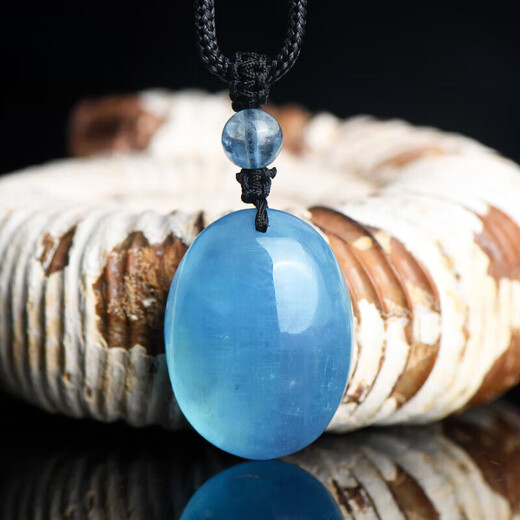 Quan Yin Natural Aquamarine Ping An Wu Shi Pendant for Men and Women Gem Grade Ice Aquamarine Square Pendant Birthday Gift Ice Gem Grade 810g