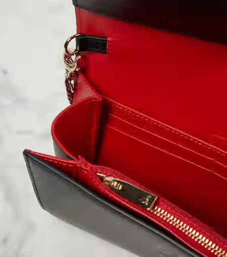 Lobotin Light Luxury Women's Leather Chain Wallet Black One Size