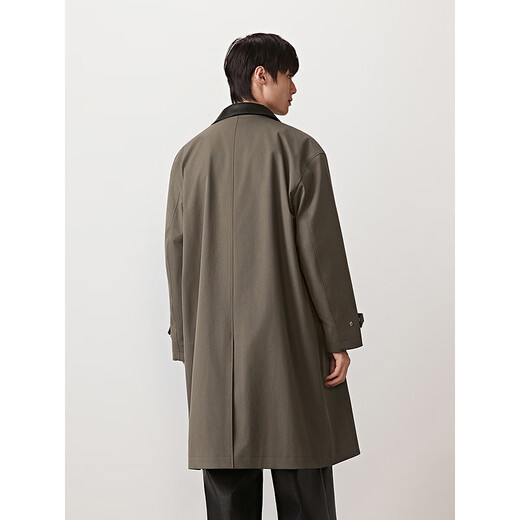 GXG men's crisp custom-dyed worsted classic lapel silhouette long windbreaker brown 185/XXL