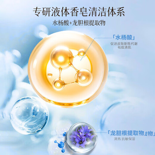 Shanghai Medicated Soap Gentian Sulfur Skin Clearing Liquid Soap 620g Anti-acne, Oil Removal, Acne Skin, Men and Women Bathing, Bathing and Face Washing