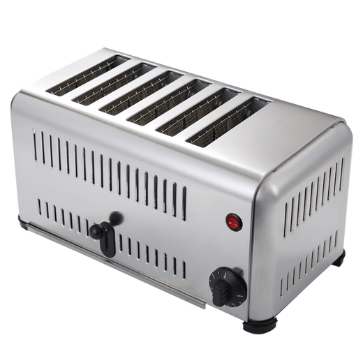 Shixishuo toaster toaster commercial 6-piece 4-piece toaster breakfast sandwich heating machine toaster 6-piece brushed wide model 3240W can bake 2.5cm thick
