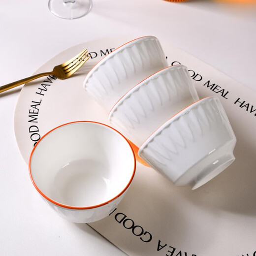 4.5-inch willow leaf series rice bowl household beautiful ceramic tableware small bowl rice bowl Chinese style ceramic tableware 4 willow leaf 4.5-inch bowls