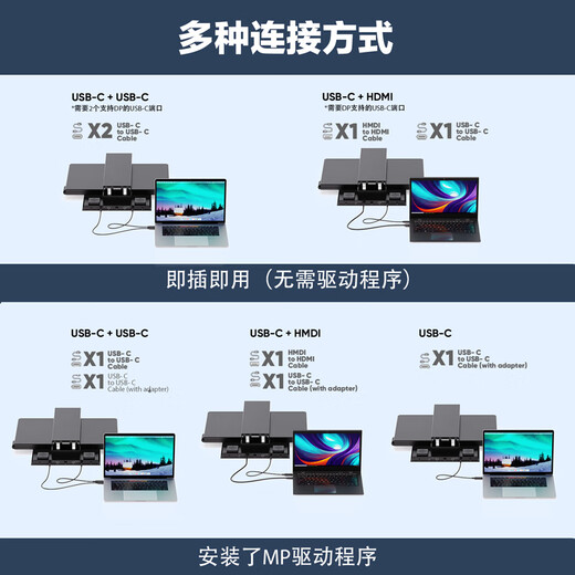 DUEX dual-screen display Geminos 24-inch 2K foldable lifting LED screen expansion screen laptop expansion external desktop office stock trading secondary screen portable display flagship model GeminosX dual folding screen 2K screen touch screen