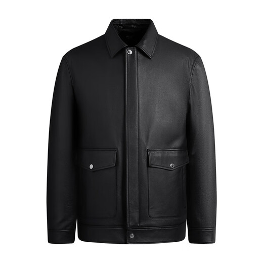 Navigare Italian dinghy men's genuine leather jacket 2025 autumn new first-layer cowhide jacket casual lapel jacket dark night black M