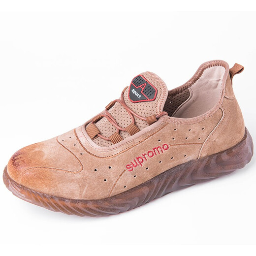 Dinggu Labor Protection Shoes Men's Shoes Breathable, Anti-odor, Anti-smashing, Anti-puncture, Steel-toe Lightweight Beef Tendon Sole Welder Working Shoes Low-top Khaki Leather Beef Tendon Sole Breathable Model 40