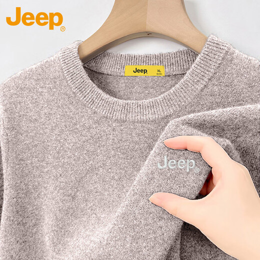 JEEP Jeep Sweater Men's Winter Round Neck Warm Bottoming Shirt Men's Trendy Versatile Clothes Men's Dark Gray L