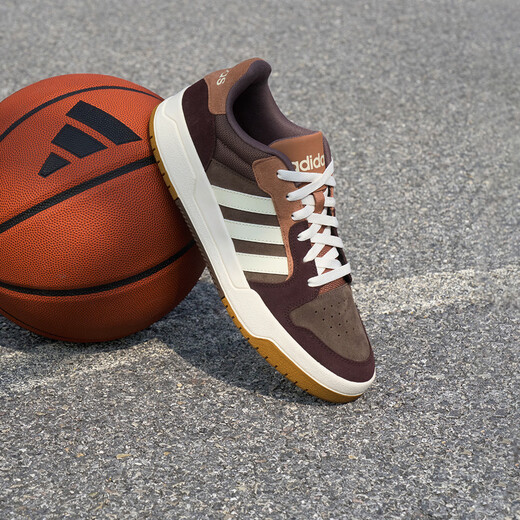 Adidas ENTRAP American campus style sports sneakers, boyish retro basketball shoes for men and women, Adidas deep earth brown/white/dark gray brown 42